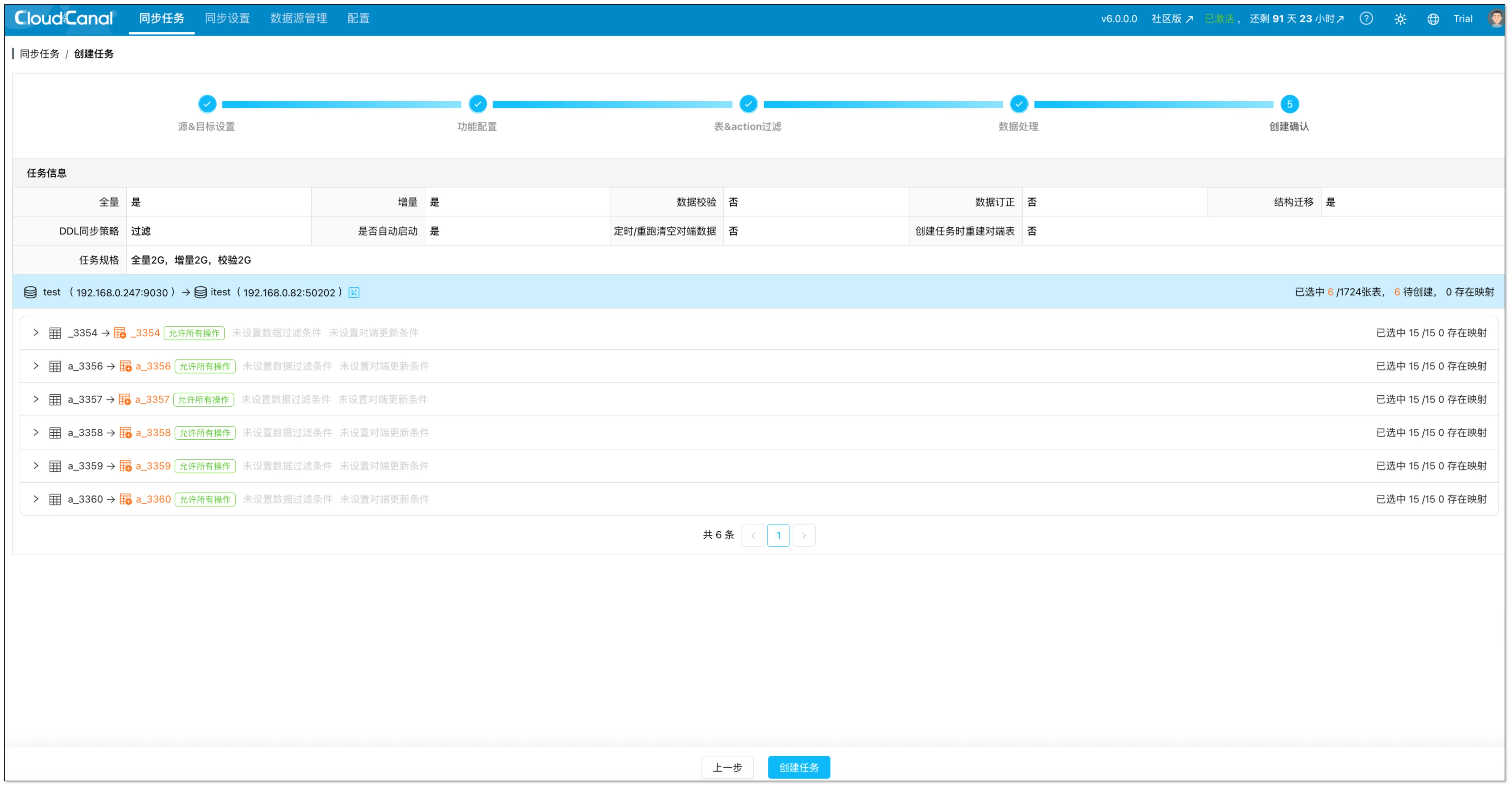 确认并创建 Redshift → MySQL 定时扫描任务
